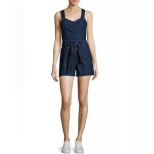 7ForAllMankind Playsuit in medium indigo blue denim. SZ L. NWOT.